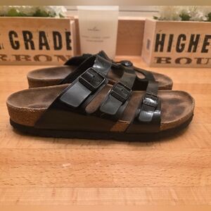 Birkenstock Florida Womens Sandals Black Patent Synthetic Size 36